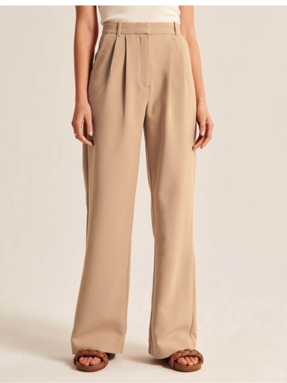Abercrombie Classic High-Waist Beige Trousers